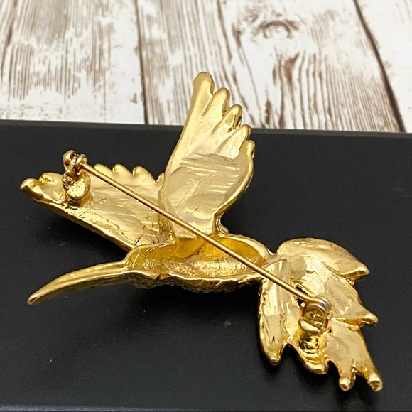 Vintage Hummingbird in Flight Enamel Brooch - Picture 4 of 12